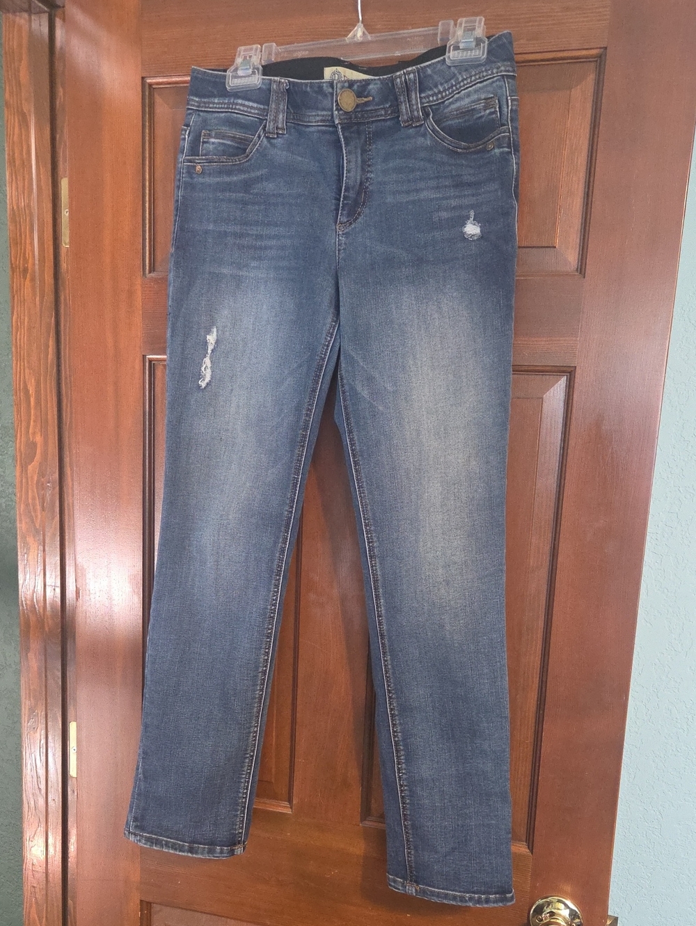 Democracy Women's Dark Blue Skinny Jeans with Subtle Distress